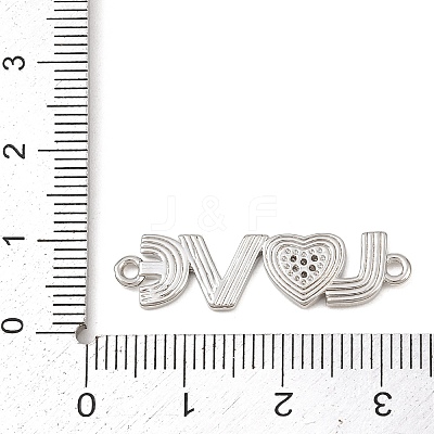 Brass Micro Pave Clear Cubic Zirconia Word LOVE Connector Charms KK-G544-39P-1