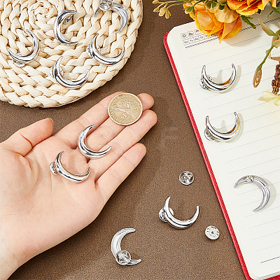 12Pcs Moon Alloy Lapel Pin Backs for Backpack Clothes JEWB-FH0002-79P-1