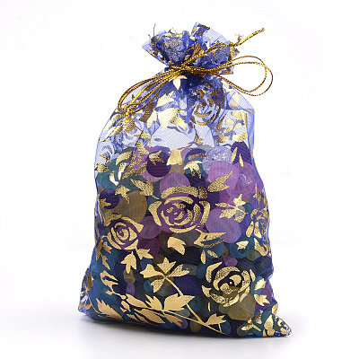 Rose Printed Organza Bags OP-R021-7x9-08-1