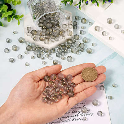 300Pcs Frosted Transparent Glass Beads GLAA-TA0002-78C-1