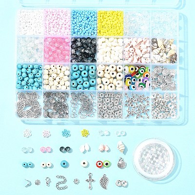 DIY Summer Glass & Synthetic Magnesite & Shell Bangle Making Kits DIY-FS0007-91-1