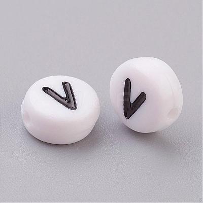 Acrylic Horizontal Hole Letter Beads X-PL37C9070-V-1