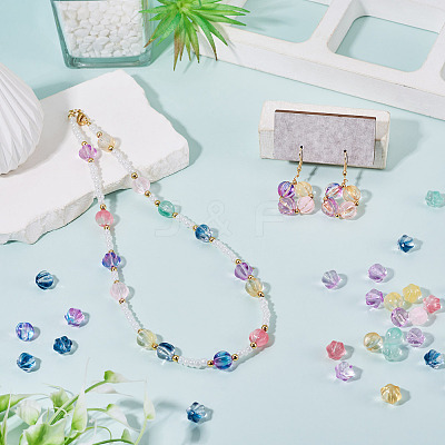 120Pcs 8 Colors Transparent Glass Beads GLAA-TA0004-25-1