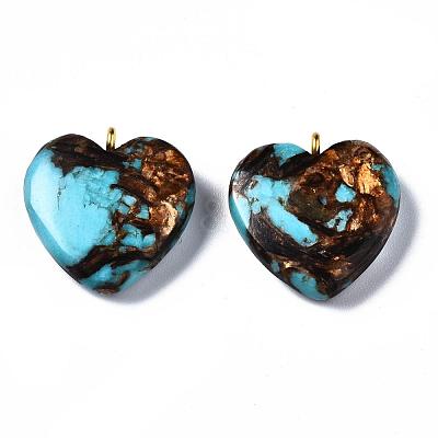 Assembled Bronzite and Synthetic Turquoise Pendants X-G-T111-04C-1