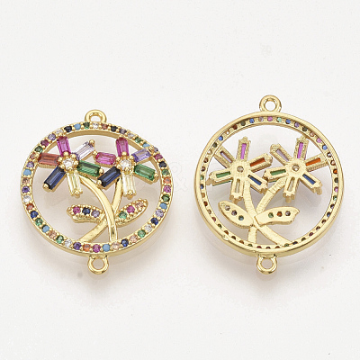 Brass Micro Pave Cubic Zirconia Links Connectors ZIRC-T012-69G-1