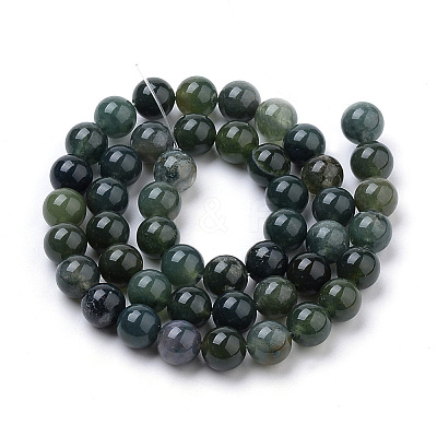 Natural Moss Agate Beads Strands X-G-I199-06-10mm-1
