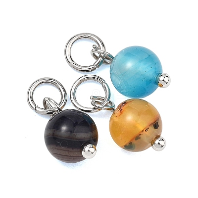 Natural Striped Agate/Banded Agate Pendants PALLOY-JF05354-02-1