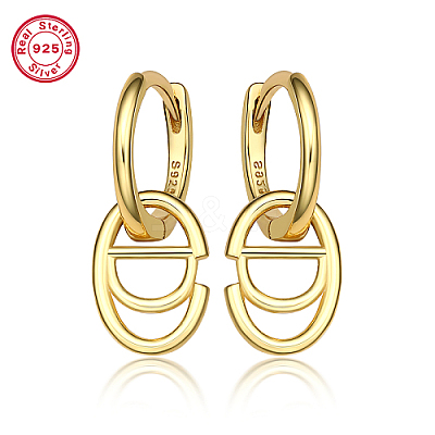 Real 18K Gold Plated 925 Sterling Silver Hoop Earrings ZC9557-5-1