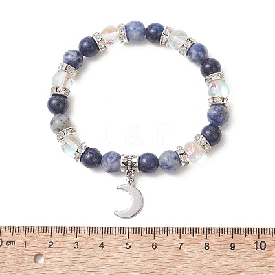 2Pcs 2 Styles 304 Stainless Steel & Brass Celestial Sun & Moon Couple Bracelet Set BJEW-TA00718-1