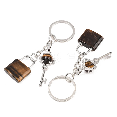 Natural Tiger Eye Pendant Keychains KEYC-A016-01P-12-1