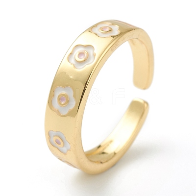 Brass Enamel Cuff Rings RJEW-H546-01-1