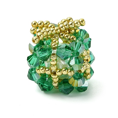Christmas Seed Beads Beaded Charms PALLOY-MZ00299-03-1