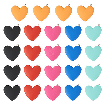 24Pcs 6 Colors Opaque Resin Pendants CRES-TA0001-20-1