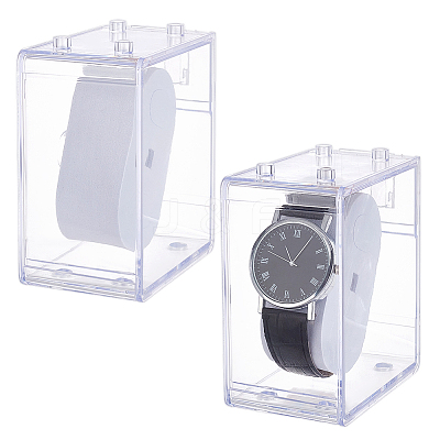 PS Plastic Single Watch Display Cases CON-WH0095-144A-1