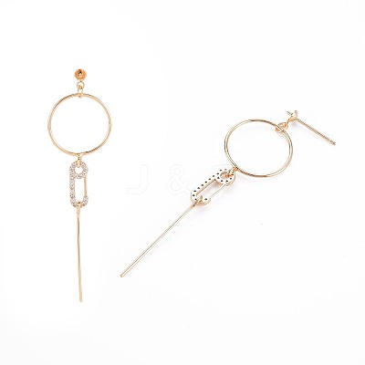 Brass Micro Pave Clear Cubic Zirconia Stud Earring Findings KK-S364-144-1