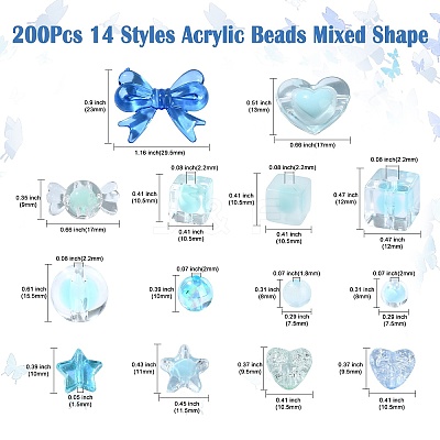200Pcs 14 Styles Acrylic Beads Mixed Shape OACR-CJ0001-82-1