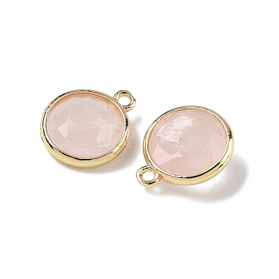 Natural Rose Quartz Faceted Flat Round Charms G-U028-03G-07-1