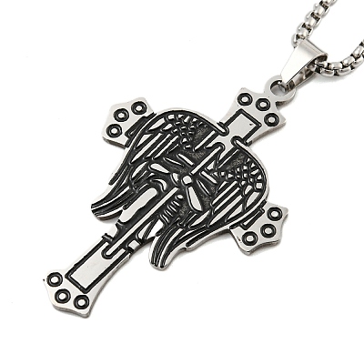 201 Stainless Steel Pendant Necklaces NJEW-H030-03P-1