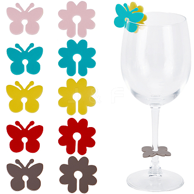 70Pcs 10 Styles Silicone Wine Glass Charms AJEW-SC0002-84-1