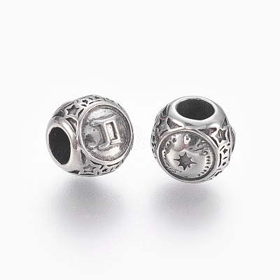 316 Surgical Stainless Steel European Beads STAS-P212-18P-12-1