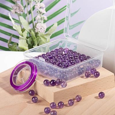 100Pcs 8mm Natural Amethyst Round Beads DIY-LS0002-40-1