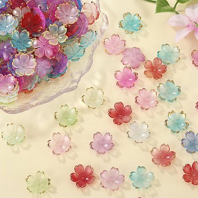 210Pcs 6 Colors Acrylic Bead Caps OACR-SZ0001-47-1