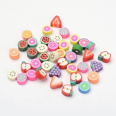 Mixed Fruit Theme Handmade Polymer Clay Beads X-CLAY-Q170-M-1