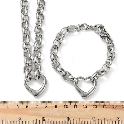Tarnish Resistant 304 Stainless Steel Cross Rolo Chain Jewelry Sets SJEW-A077-02P-1