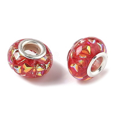 Transparent Resin Rondelle European Beads RESI-S023-22-1