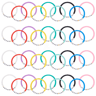 36Pcs 9 Styles Polymer Clay Beads Bracelets for Women Men BJEW-UN00010-1