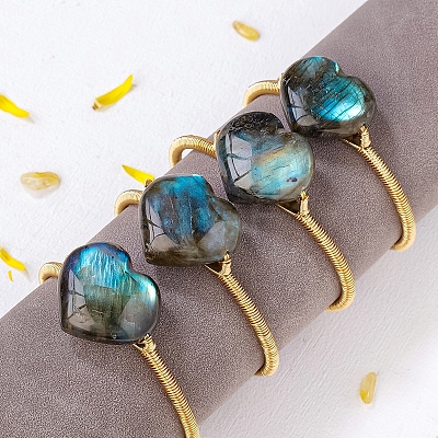 Hand-woven Natural Labradorite Alloy Cuff Bangles PW-WGEEB8F-02-1