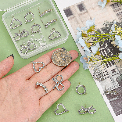 16Pcs 4 Styles Brass Crystal Rhinestone Stud Earring Finding KK-CA0002-31-1