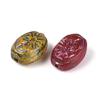Picasso Baking Paint & Golden Metal Enlaced Glass Beads DGLA-T004-70M-1