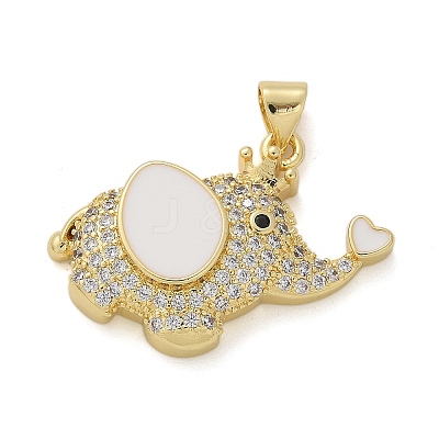Elephant Brass Micro Pave Cubic Zirconia and Enamel Pendants KK-M319-05G-02-1