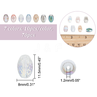 70Pcs 7 Colors Glass Beads GLAA-GA0001-43-1