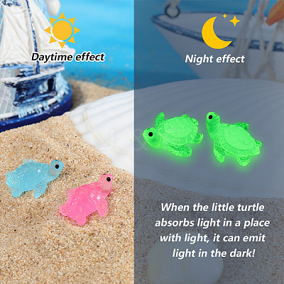 80Pcs 8 Colors Luminous Plastic Sea Turtle Figurine Decoration FIND-GF0007-46-1