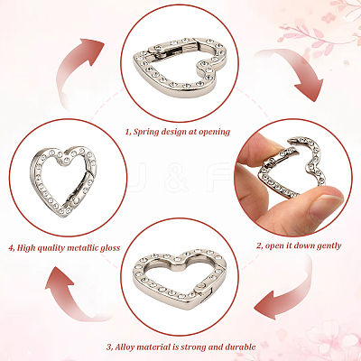 20Pcs Zinc Alloy Rhinestone Spring Gate Rings FIND-SP0004-36P-1