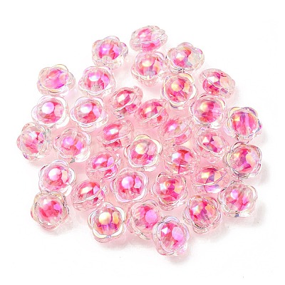 UV Plating Rainbow Iridescent Acrylic Beads OACR-A014-03C-1