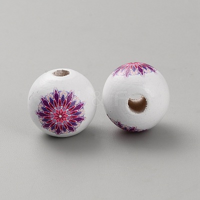 Printed Wood European Beads WOOD-CJC0001-20H-1
