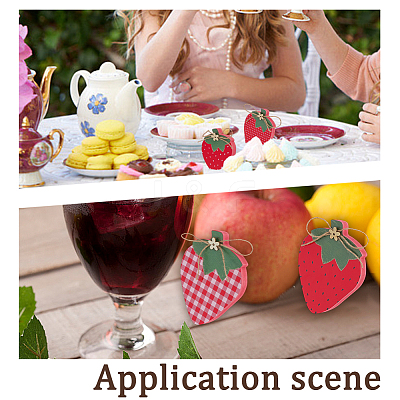 Wood Strawberry Desktop Decoration AJEW-WH0434-14-1