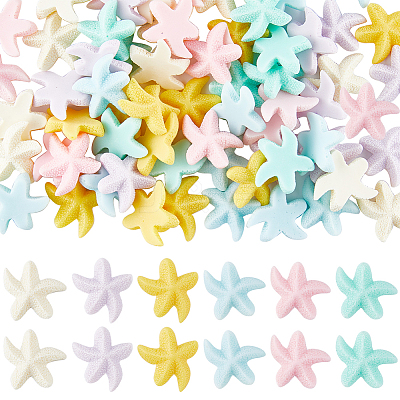72Pcs 6 Colors Opaque Resin Cabochons RESI-SC0002-79-1