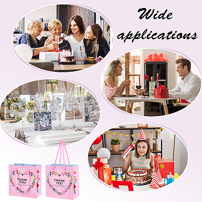 Heart Flower Thank You Printed Paper Storage Gift Tote Bags for Wedding Party Gift Wrapping Bags ABAG-WH0038-77A-1