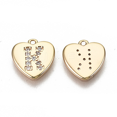 Brass Micro Pave Clear Cubic Zirconia Charms KK-N231-234K-NF-1