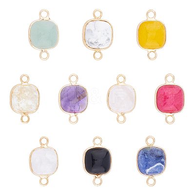 10Pcs 10 Styles Mixed Gemstone Connector Charms G-FH0002-16-1