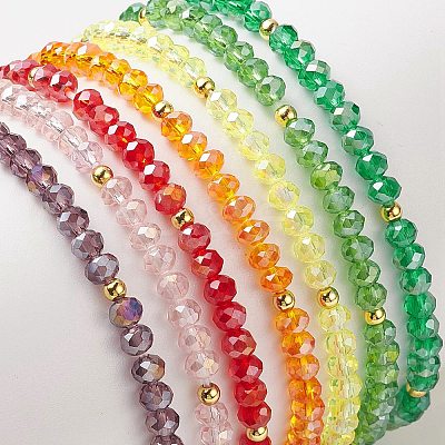 7Pcs 7 Style Glass Beaded Stretch Bracelets Set BJEW-TA00230-1