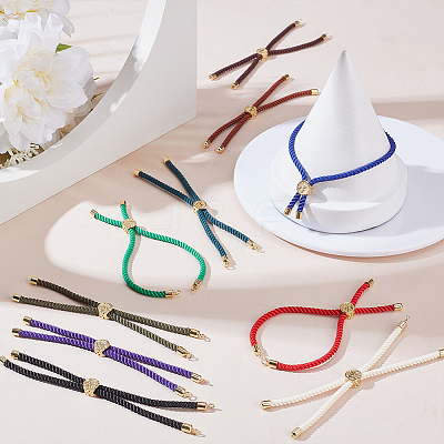 10Pcs 10 Colors Twisted Nylon Cord Silder Bracelets DIY-ME0001-10-1
