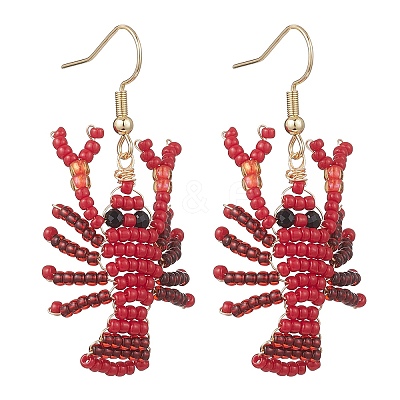 304 Stainless Steel Shrimp Dangle Earrings EJEW-MZ00590-1