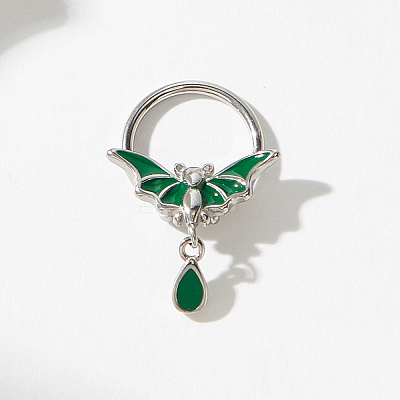 Gothic 316 Surgical Stainless Steel Enamel Green Bat Nose Ring with Drop Charms for Men and Women Party Jewelry YQ2645-1