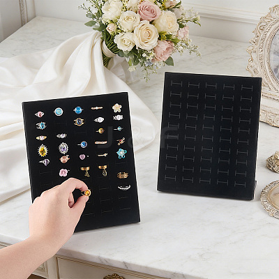 50-Slot Velvet with Sponge L Shaped Stud Earring Display Stands EDIS-WH0011-08B-1