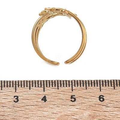 304 Stainless Steel Micro Pave Cubic Zirconia Cuff Open Rings for Women CU-CBAD24F-01G-1